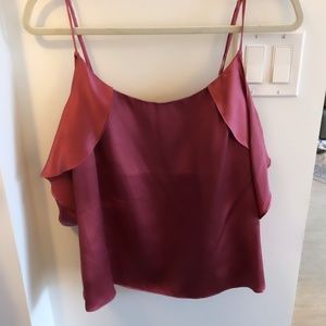 Reformation Pink Silk Flutter Sleeve Tank